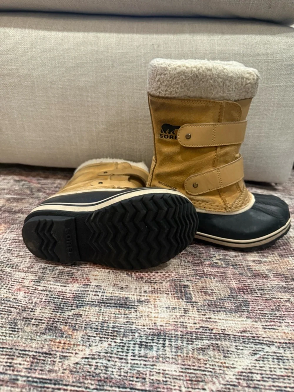 Sorel Kids Tan and Black Waterproof Winter Boots